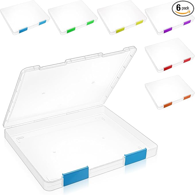 6 Pcs Clear A4 File Box Document Plastic Storage Box Paper Plastic Case Board Game Storage Containers Magazine Protector File Holder with Buckle (Colorful,12.4 x 9.65 x 1.18 Inches) ﻿ by Unknown