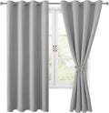 Hiasan Blackout Curtains for Bedroom, 52 x 63 Inches Length - Thermal Insulated & Light Blocking Window Curtains for Living Room, 2 Drape Panels Sewn with Tiebacks, Silver Grey by Hiasan