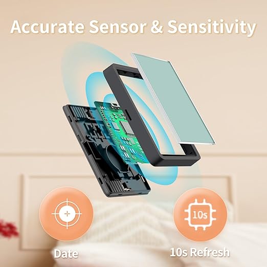 DOOMAY Room Thermometer Indoor - Hygrometer Temperature and Humidity Monitor with High Accuracy Sensor LCD Display Large Display Date Clock for Kitchen Baby Room Office (Black) - Image 5