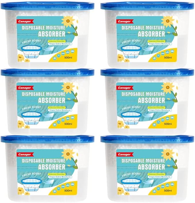 CANAGER Fresh Scent Moisture Absorber Box,Odor Eliminator and Dehumidifier Boxes for Closet,Bedroom,Kitchen,Bathroom-6 Packs,Cups - Traps Moisture for Fresher, Cleaner Air Yellow by CANAGER