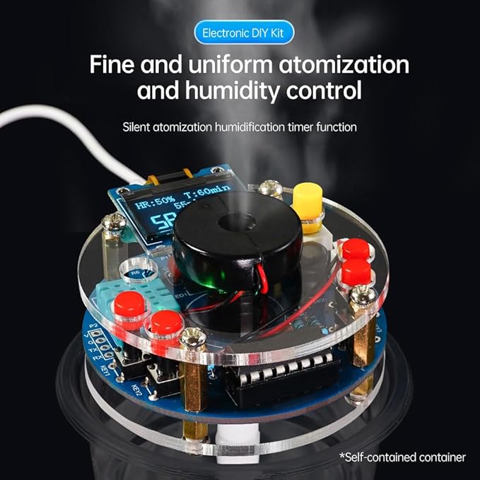 STEM Electronic DIY Kit Humidifier Soldering Project Kit, Temperature OLED Display Humidity Control, Auto-Off Timer and Memory Function Home Office - Image 4