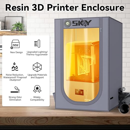 Skouphy Resin 3D Printer Enclosure with Ventilation Kit, LED Light,Thermo-Hygrometer Dustproof Cover Eliminate Odors Compatible with Anycubic Elegoo Creality Series LCD Resin UV 3D Printer - Image 2