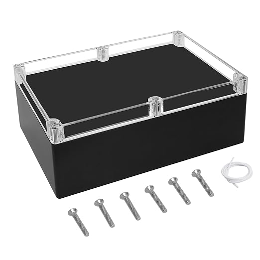 LeMotech Electrical Box Clear Cover Project Box IP65 Waterproof Junction Box ABS Plastic Case Universal Enclosure for Electronics, Black 10.3"x 7.1"x 3.7"(263x182x95mm)(Pack of 1) by LeMotech
