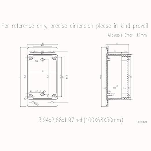 Zulkit Junction Box ABS Plastic Dustproof Waterproof IP65 Universal Electrical Boxes Project Enclosure with Fixed Ear Black 3.94 x 2.68 x 1.97 Inch (100 x 68 x 50 mm) (Pack of 2) - Image 7