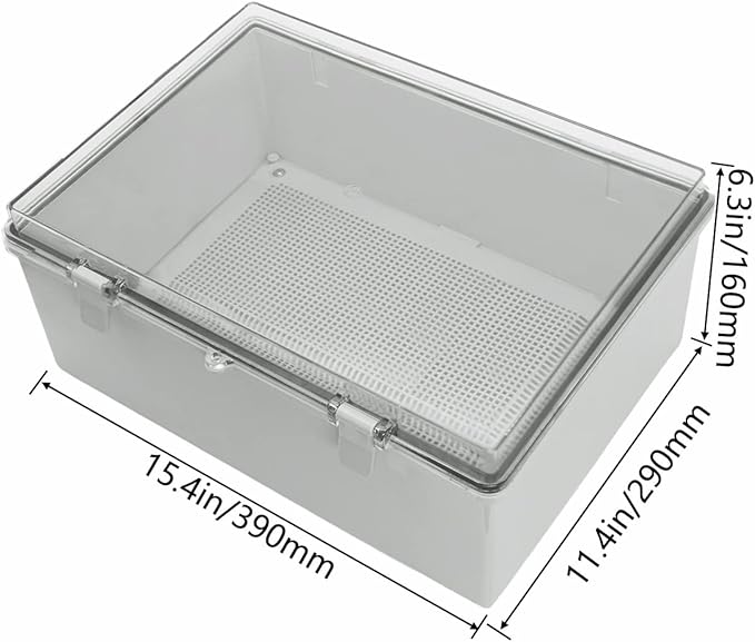 Zulkit Junction Box ABS Plastic Waterproof IP65 Electrical Boxes Hinged Shell Clear Cover Outdoor Universal Project Enclosure with Mounting Plate and Wall Brackets 15.4x11.4X 6.3inch (390x290x160 mm) - Image 2