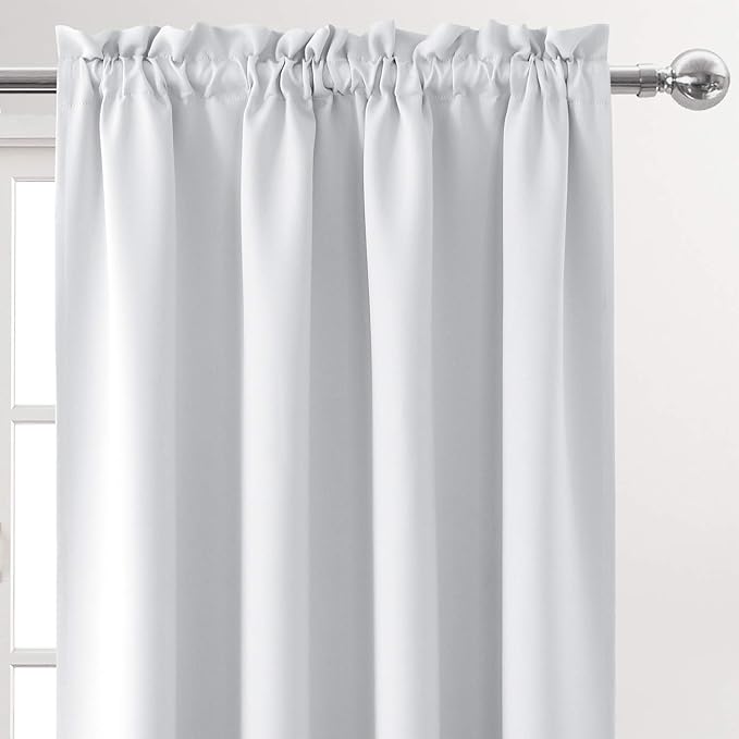 DWCN Blackout Curtains for Bedroom – Rod Pocket Thermal Insulated Noise Reducing Noise Reducing Drapes for Living Room, W 52 x L 95 Inch, 2 Panels, Greyish White - Image 4