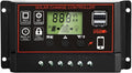Solar Charge Controller, Solar Panel Charge Controller Intelligent Regulator with Dual USB Port 12V/24V, Auto Paremeter Adjustable LCD Display PWM（Black, 30A） by SAOOER