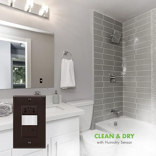 TOPGREENER Humidity Sensor Switch with PIR Lighting Motion Sensor, Neutral Wire Required, Air Moisture Detection for Ventilation Fan, Bathroom Fan Automated Control, UL Listed, TDHOS5-BR, Brown - Image 6