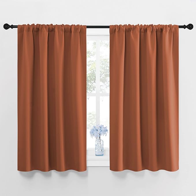 NICETOWN Blackout Curtains and Drapes - Thermal Insulated Solid Rod Pocket Blackout Draperies/Panels (Burnt Orange, 1 Pair, 42 by 45 inches) by NICETOWN