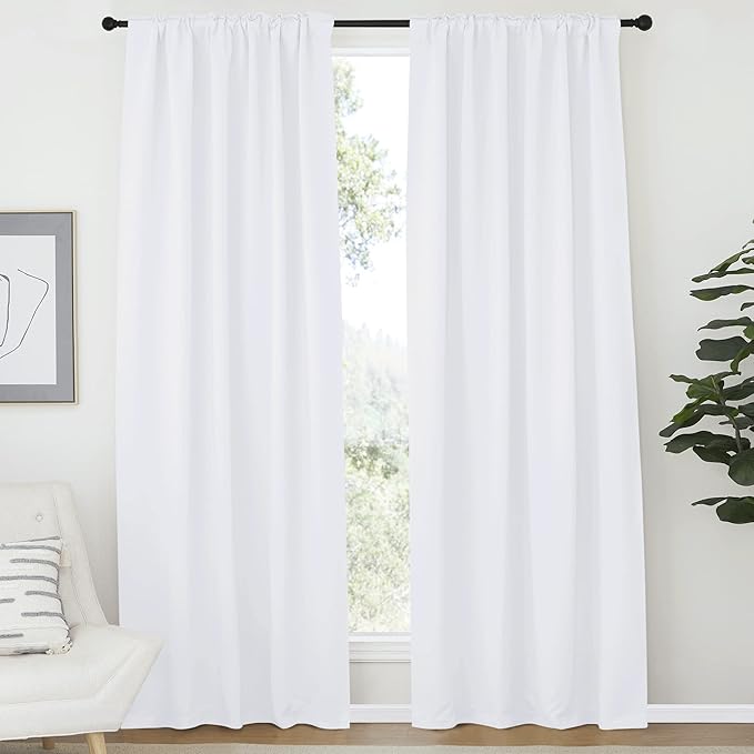 NICETOWN Dining Room Window Curtains - (White Color) W52 x L84, Set of 2, Window Treatment Drapery Panels for Hall Room - Image 2