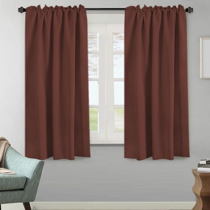 H.VERSAILTEX Blackout Curtains Thermal Insulated Window Treatment Panels Room Darkening Blackout Drapes for Living Room Back Tab/Rod Pocket Bedroom Draperies (2 Panels, Rust, 52 x 63 Inch) - Image 2