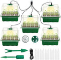 Seed Starter Tray with Grow Light, 5 Packs Plant Starter Tray Seedling Starter Kit with Humidity Domes Base Indoor Greenhouse Mini Propagator Station for Seeds Growing Starting (12 Cells per Tray) by GOONMILL