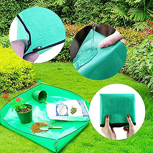 BIUWING 2PCS 39.4" x 39.4" Plant Repotting Mat Waterproof Transplanting Mat Indoor Succulent Potting Mat Portable Gardening Soil Changing and Watering mat Square and Foldable Garden mat - Image 4