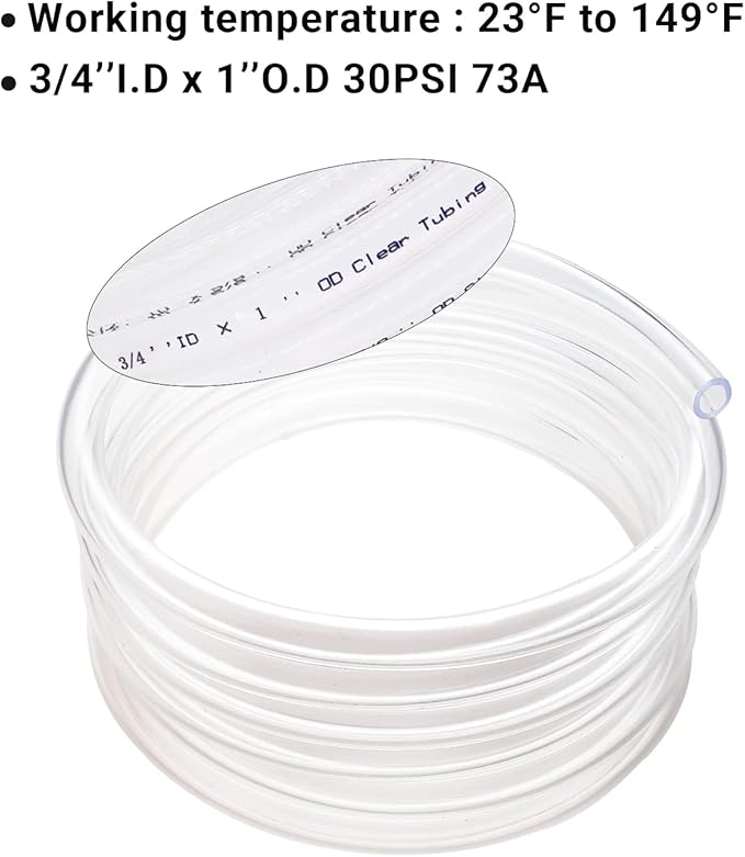 3/4’’ ID × 1’’ OD - 100 ft Clear Vinyl Tubing Flexible PVC Tubing,Lightweight Plastic Tube,Oil Resistant Hybrid Multipurpose Industrial Vinyl Hose - Image 5