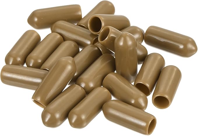uxcell 20pcs Rubber End Caps 5.5mm ID Vinyl PVC Round Tube Bolt Cap Cover Screw Thread Protectors Light Brown - Image 4