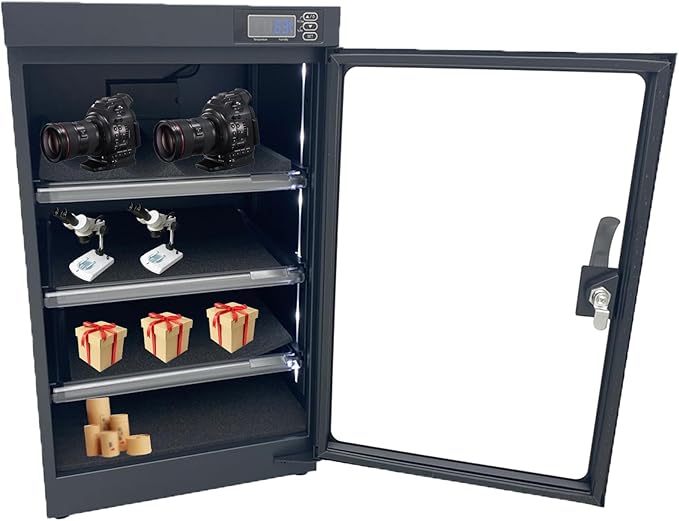 Automatic Digital Camera Dehumidify Storage 80L Dry Cabinet Box Storage 4 Layers Dry Cabinet with Tempered Glass for Camera & Lens Equipment Saving Storage Noiseless Energy Saving Cabinet by HQHAOTWU