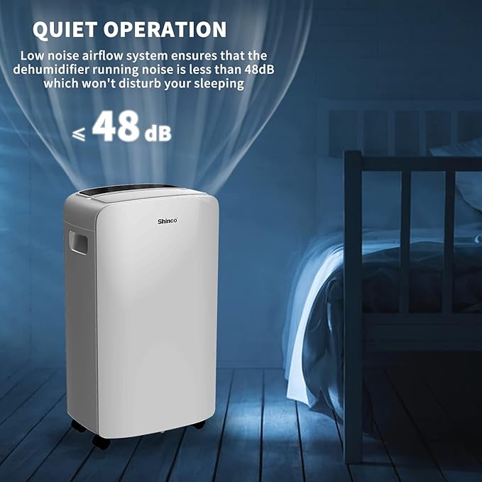 Shinco 40 Pints Dehumidifier for Home and Basements, 2000 Sq.Ft Dehumidifiers with Drain Hose, Auto or Manual Drainage, Auto Defrost, Quietly Remove Moisture, Intelligent Humidity Control, 24HR Timer - Image 9