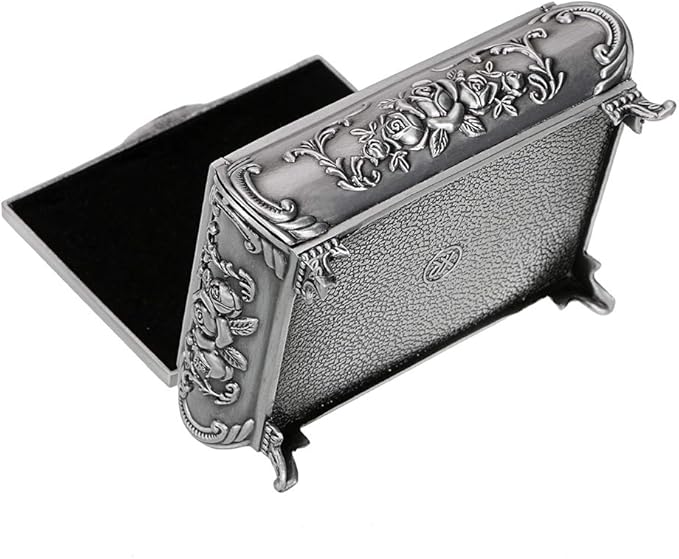 Hipiwe Vintage Metal Jewelry Box Small Trinket Jewelry Storage box For Rings Earrings Necklace Treasure Chest Organizer Antique jewelry Keepsake gift Box Case for Women (Small) - Image 8