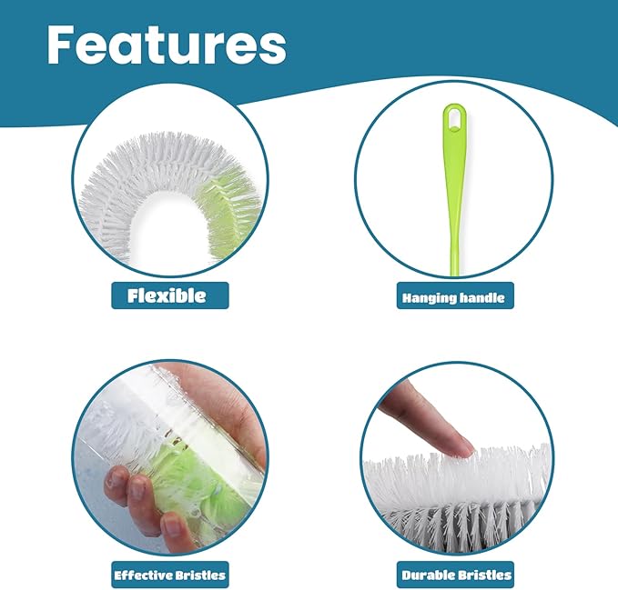 LiKee Super-Long 18" Bottle Cleaning Brush, Extra-Large 2.5” Wide Cleaner, Flexible Long Handle Brush for Water Bottle, Cups, Baby Bottle - Image 4
