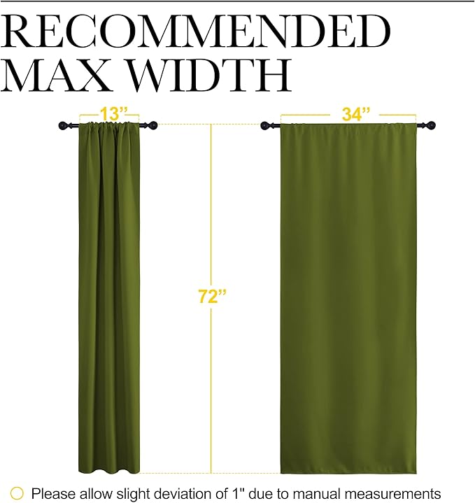 NICETOWN Blackout Christmas Curtains for Living Curtains, Bedroom Draperies with Rod Pocket, Nursery Essential Thermal Insulated Blackout Panels for Small Window (Olive Green, 1 Pair, 34 x 72) - Image 7
