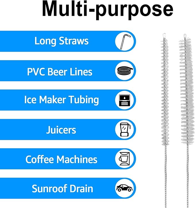40 Inches Straw Cleaner Brush Extra Long - Long Pipe Cleaners, Long Tube Cleaning Brush for Long Straws, PVC Keg Lines, Ice Maker Tubing, Juicers, Coffee Machines, Sunroof Drain (4PCS,White) - Image 2