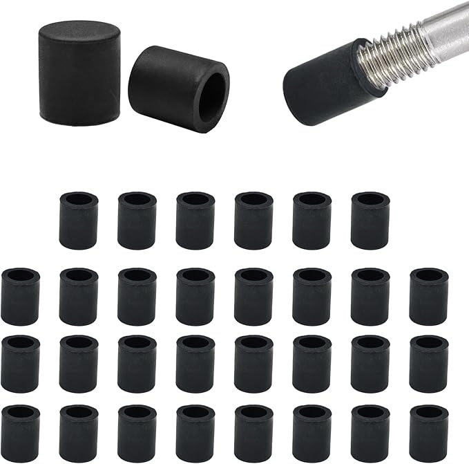 15/64" (5.7mm) Silicone Chair Leg Floor Protectors, Rubber Chair Leg Caps, Non-Slip Furniture Pads Round Chair Feet Covers End Caps for Hardwood Floors, Patio & Table Foots, Black (30PCS) by EASYEAH