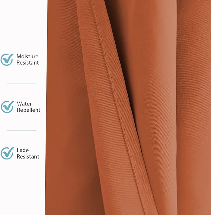 RYB HOME Outdoor Curtains Waterproof for Patio 100% Privacy Blackout Vertical Drapes Thermal Insulated Drapes for Pergola Cabana Lanai, Mecca Red, W52 x L95 inches, 1 Panels - Image 3