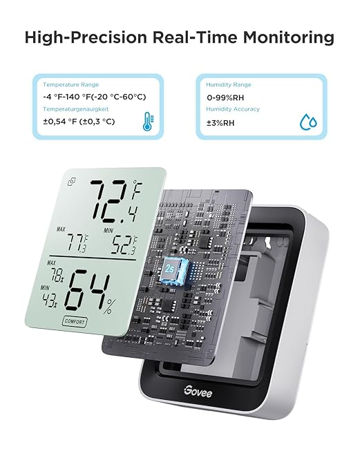 Govee Digital Hygrometer Indoor Thermometer Room H5075, Bluetooth Temperature Humidity Meter with 164ft Remote App Control, Notification Alerts, 2 Years Data Storage Export for Bedroom, Wine Cellar - Image 4