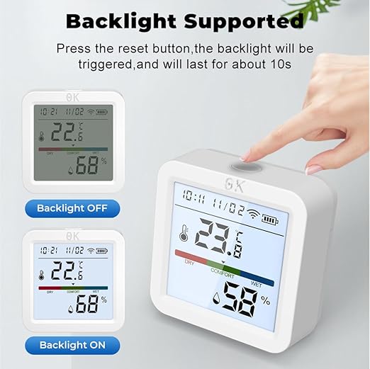 Zero Kelvin WiFi Smart Temperature & Humidity Sensor – App-Controlled Thermometer Hygrometer with Backlight & Smart Alerts - Image 6