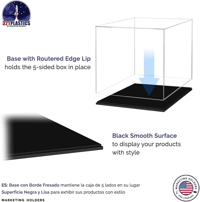 Marketing Holders 12" x 12" Clear Acrylic Display Box with Black Base Versatile Lucite Retail Product Dust Cover for Collectibles and Memorabilia - Image 4