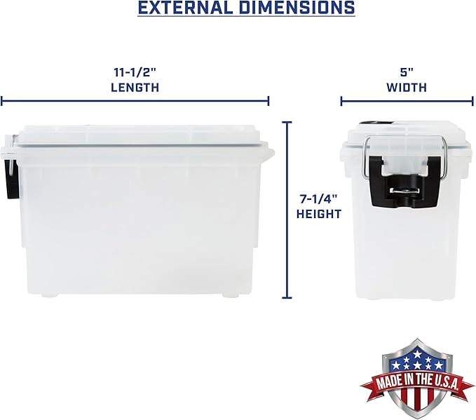 Sheffield 12793 2-Pack Ammo Storage Box, Stackable .30 Cal Field Boxes, Water and Dust Resistant, Lockable Storage Box with Handle, Secures Hunting Gear, Supplies, and Bullets, Made in USA, Frost - Image 2