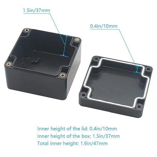 Junction Box, Zulkit Project Box IP65 Waterproof Outdoor Box ABS Plastic Electrical Boxes Electronic Enclosure Black 3.27 x 3.19 x 2.20 inch (83 x 81 x 56mm)(Pack of 2) - Image 6