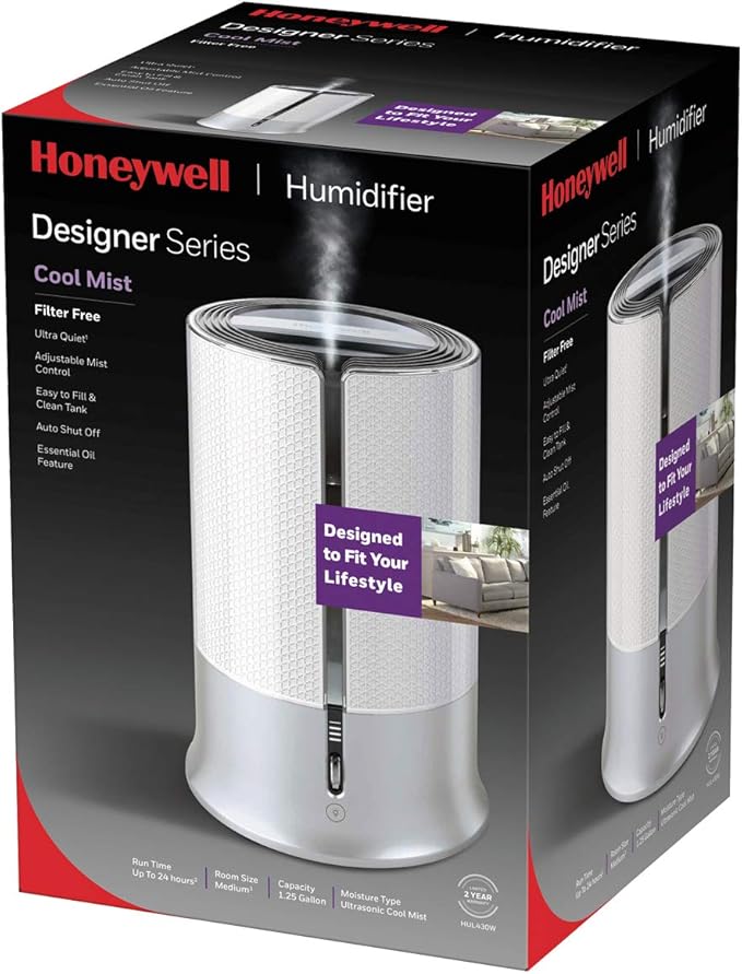 Honeywell Designer Series Cool Mist Humidifier, Room Humidifiers, White - Image 2