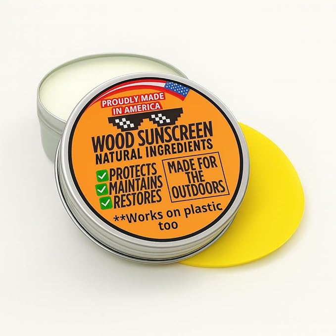 Wood Sunscreen Conditioner & UV Protectant Salve – USA Made Wood Outdoor Protector for Patio Furniture, Tables & Decks. Restores, Nourishes & Shields from Sun & Weather Damage. Long Lasting Protection by CollegeInstruments