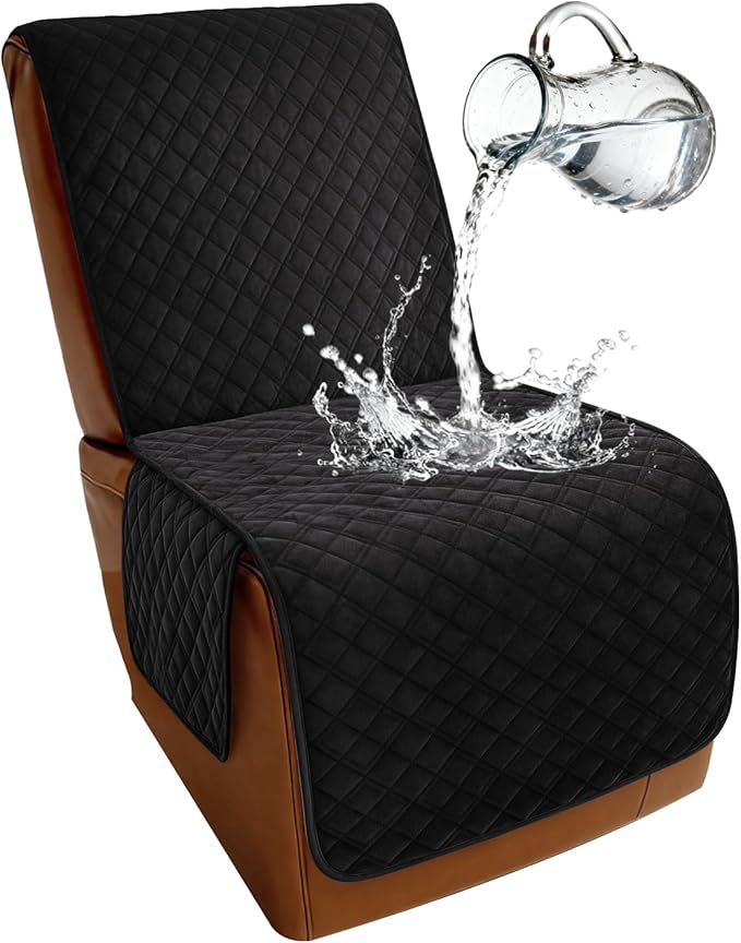 Arfntevss Waterproof Recliner Sectional Couch Covers for Reclining Sectional L Shape Sofa Cover Non Slip Washable Recliner L Shaped Slipcover Dog Additional Seat Protector (1 Seat Cover, Inky Black) by Arfntevss