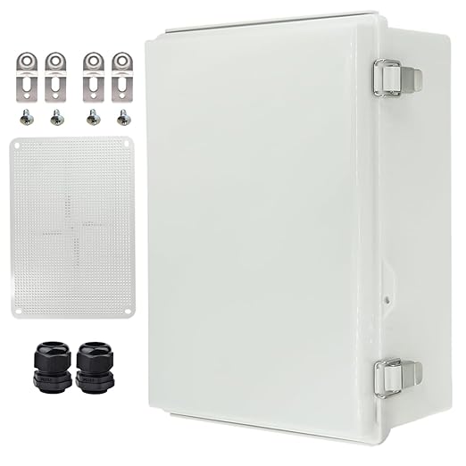 Outdoor Waterproof Electrical Box Junction Box Weatherproof IP67 ABS Plastic Enclosure Switch Router Project Box Electronics Enclosure with Mounting Plate Wall Bracket Grey 14.6"x10.6"x5.9" by YETLEBOX