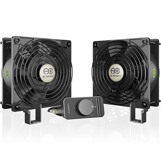 AC Infinity AXIAL S1238D, Dual 120mm Muffin Fan with Speed Controller, UL-Certified for Doorway, Room to Room, Wood Stove, Fireplace, Circulation Projects by ACInfinity