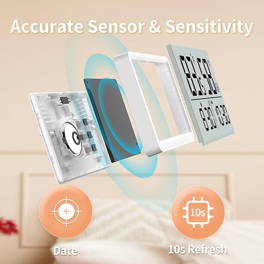 DOOMAY Room Thermometer Indoor - Hygrometer Temperature and Humidity Monitor with High Accuracy Sensor LCD Display Large Display Date Clock for Kitchen Baby Room Office (White) - Image 5