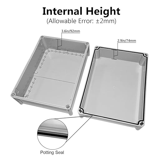 LeMotech Junction Box IP67 Waterproof Dustproof ABS Plastic Project Box for Electrical Outdoor Enclosure Gray 15 x 11 x 7.1 inch (380 x 280 x 180 mm) - Image 4