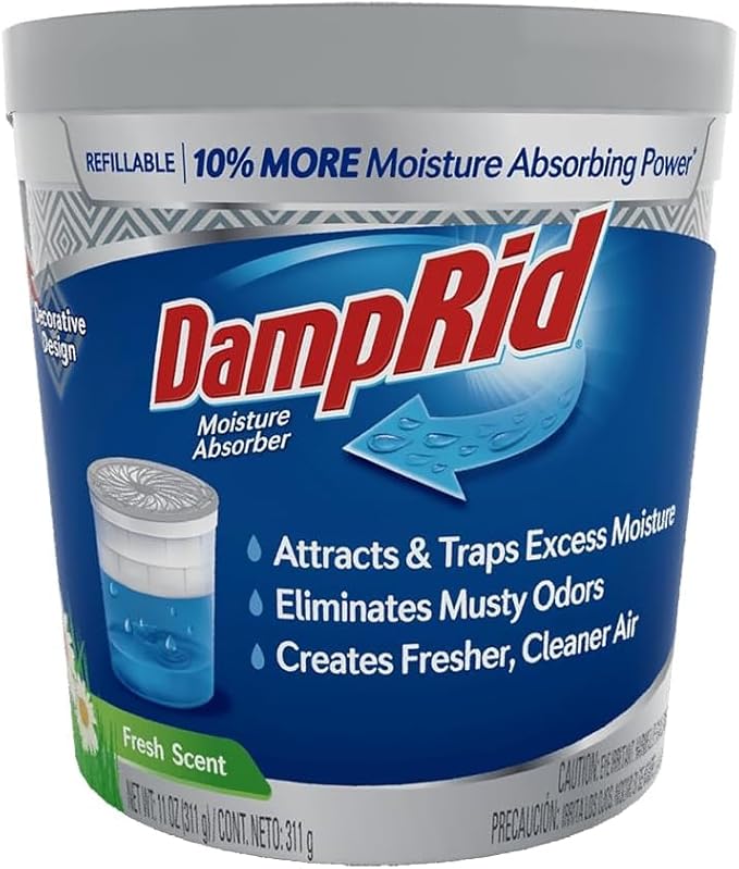 Damp Rid Refillable Moisture Absorber – Fresh Scent Humidity Absorber & Odor Absorber with 11oz Cup and 44oz Refill Bag, Cleaner Air for Closet & Bathroom – ILIOS Packaging - Image 4