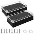 LeMotech Junction Box with Clear Cover IP65 Waterproof Project Box Dustproof ABS Plastic Electrical Project Boxes Universal Enclosure, Black 7.8"x 4.7"x 2.2"(200x120x56mm)(Pack of 2) by LeMotech