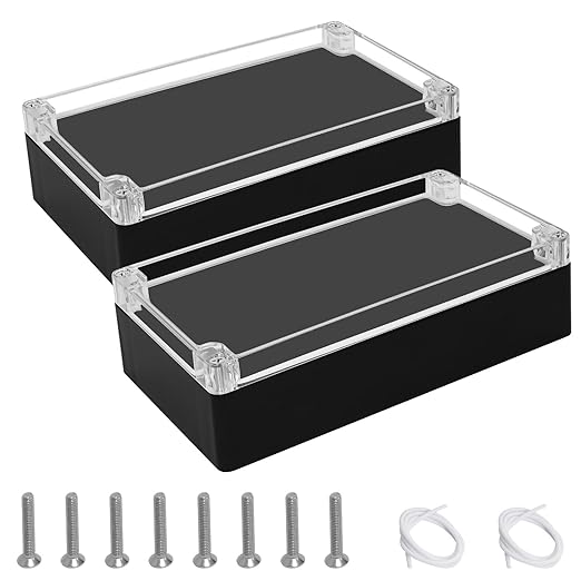 LeMotech Junction Box with Clear Cover IP65 Waterproof Project Box Dustproof ABS Plastic Electrical Project Boxes Universal Enclosure, Black 7.8"x 4.7"x 2.2"(200x120x56mm)(Pack of 2) by LeMotech