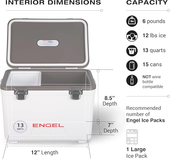 ENGEL 13qt Leak-Proof, Air Tight, Drybox Cooler and Small Hard Shell Lunchbox for Men and Women - Image 3
