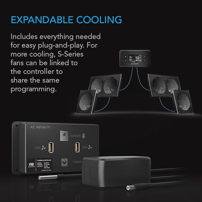 AC Infinity AIRPLATE T8, Quiet Cooling Dual-Fan System 6" with Thermostat Control, for Home Theater AV Cabinets - Image 5