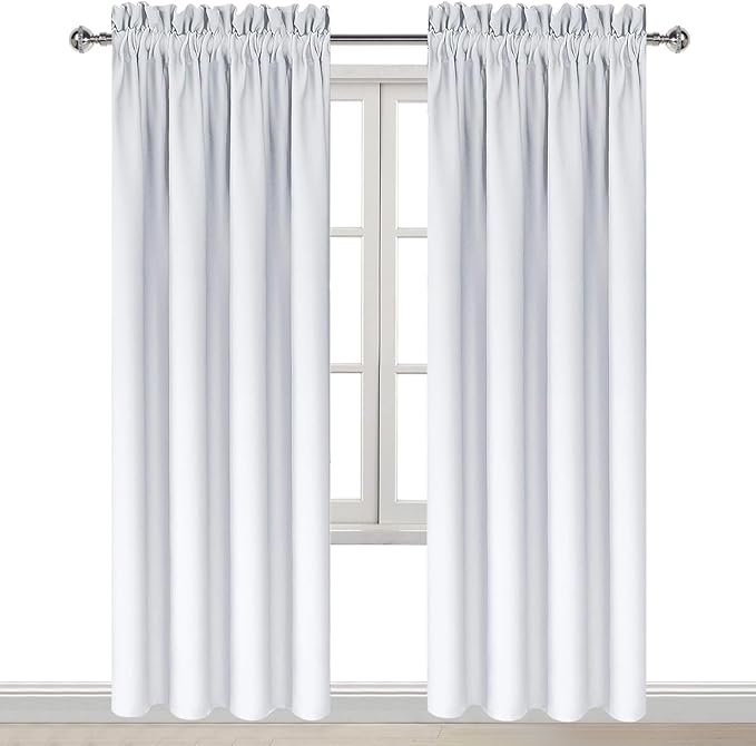 DWCN Blackout Curtains for Bedroom – Thermal Insulated Room Darkening Drapes for Living Room, Greyish White, W 42 x L 84 Inch, Set of 2 Rod Pocket Curtain Panels - Image 9
