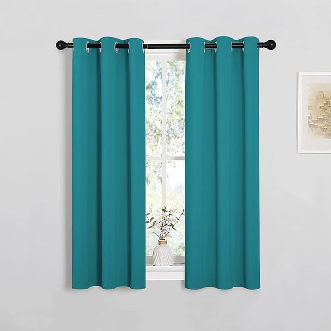 NICETOWN Room Darkening Curtains 45 inch Length 2 Panels, Thermal Insulated Grommet Blackout Curtains for Modern Casual Elegant Bedroom Kids Room Theme Decoration (Peacock Teal, 2 Pieces, W29) by NICETOWN