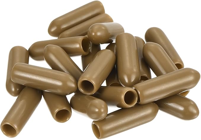 uxcell 20pcs Rubber End Caps 3.5mm(1/8") ID Vinyl PVC Round Tube Bolt Cap Cover Screw Thread Protectors Light Brown - Image 4