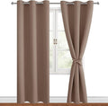 Hiasan Blackout Curtains for Bedroom, 42 x 84 Inches Long - Thermal Insulated & Light Blocking Window Curtains for Living Room, 2 Drape Panels Sewn with Tiebacks, Cappuccino by Hiasan