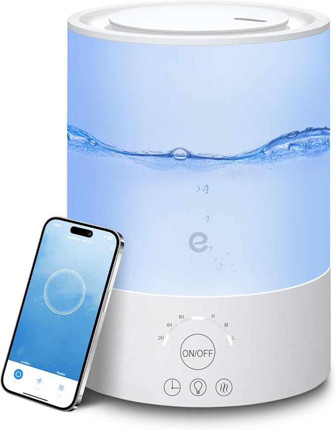 Esemoil Smart Humidifiers for Bedroom, 2.5L Top Fill Cool Mist Humidifiers with Essential Oil Diffuser, Humidity Setting, APP & Alexa Voice Control, Nightlight, Timer, Quiet Operation, Auto Shut-Off by Esemoil