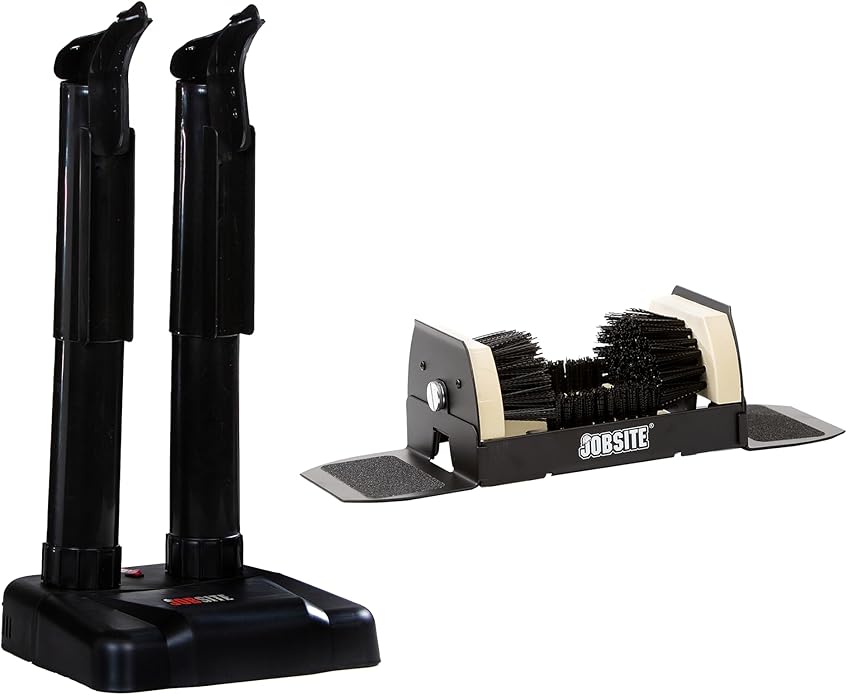 JobSite Boot Dryer with Heavy Duty Boot Scraper - Silent Shoe Dryer & Warmer For Work Boots, Gloves & Shoes - Fanless Convection Dry - Helps Reduce Odor by JobSite